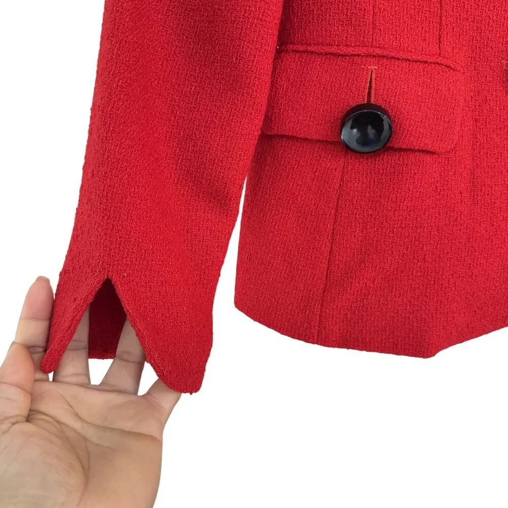 Vintage‎ Christian Dior Womens Red Wool Skirt Suit Set 2P Jacket & Skirt USA